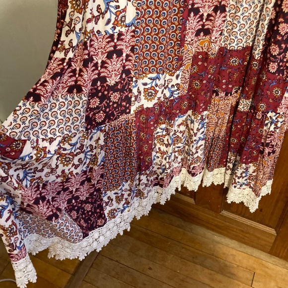 Patchwork Maxi Dress long Sleeve sz L 8-10/12 - Picture 9 of 10